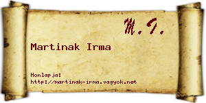 Martinak Irma névjegykártya